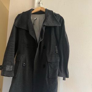 Marc New York Luxurious Cashmere Wool Gray Peacoat Made in Italy